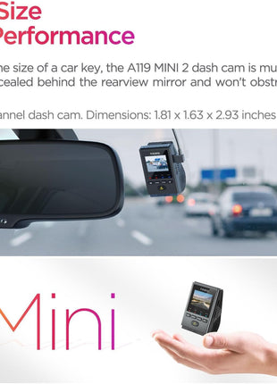 VIOFO Dash Cam A119 Mini 2, STARVIS 2 Sensor, 2K 60fps/HDR 30fps Voice Control Car Dash Camera with 5GHz Wi-Fi GPS, Night Vision 2.0, 24H Parking Mode, Supercapacitor (SD Card Not Included)
