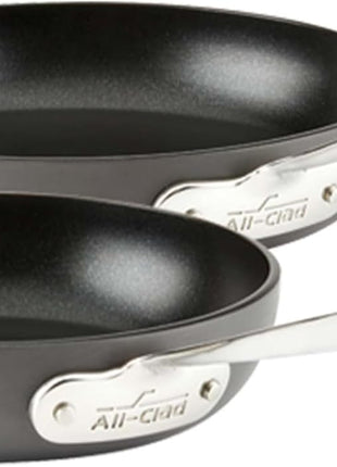 All-Clad HA1 Hard Anodized Non Stick Fry Pan Set 2 Piece, 8, 10 Inch, Induction, Oven Broiler Safe 500F, Pots and Pans Set, Kitchen Frying Pans, Skillets, Premium Cookware, Home, Dishwasher Safe Black