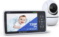 Baby Monitor with Camera and Audio, 5inch IPS Display 720P HD, 4000mAh Long Battery Life, Pan-Tilt-Zoom, No WiFi, VOX Mode, Night Vision, 2-Way Audio, Temperature Sensor & Lullabies