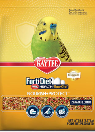 Kaytee Forti-Diet Pro Health Egg-Cite Nourish+Protect Parakeet, Supports Breeding and Molting, Nutrition Backed by Science, Digestive Health, 5 pounds