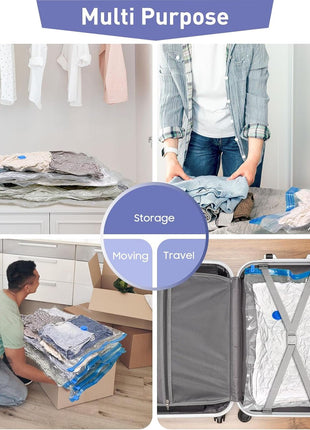 10 Pack Jumbo Vacuum Storage Bags with Hand Pump, 80% Storage Space Saving, Sturdy Leak-Free Space Saver Vacuum Seal Bags for Clothing, Vacuum Compression Bags for Travel Lugggage Blankets Comforters