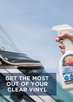 303 Products Marine Clear Protective Cleaner - Cleans and Protects Vinyl and Plastics, Provides Superior UV Protection, Prevents Yellowing and Cracking, 32oz (30215)