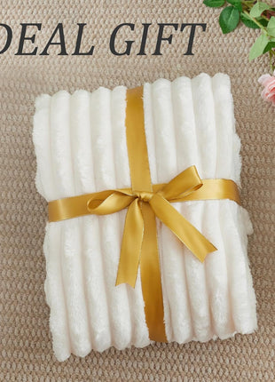 BEDELITE Ribbed Fleece Throw Blanket for Couch, Cream, 50"x60" | Ultra-Soft Plush Fleece, Cozy, Warm Yet Lightweight, Ribbed Texture, Home Decor, Machine Washable, Giftable, All-Season Use