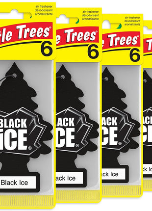 LITTLE TREES Car Air Freshener | Hanging Tree Provides Long Lasting Scent for Auto and Home | Black Ice, 24 Air Fresheners