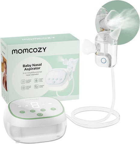 Momcozy BreezyClear ProTM Nasal Aspirator for Baby, Hospital-Grade 75 kPa Nose Sucker with 9 Adjustable Suction Levels, Electric Nose Cleaner for Toddler, Light & Music Soothing
