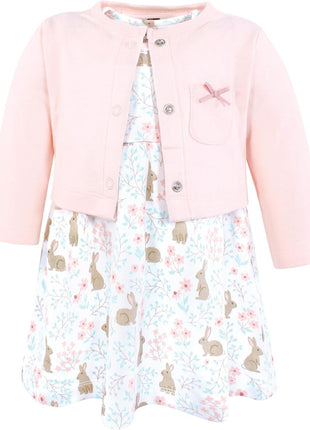Hudson Baby Girls' Cotton Dress and Cardigan Set, Enchanted Forest, 18-24 Months