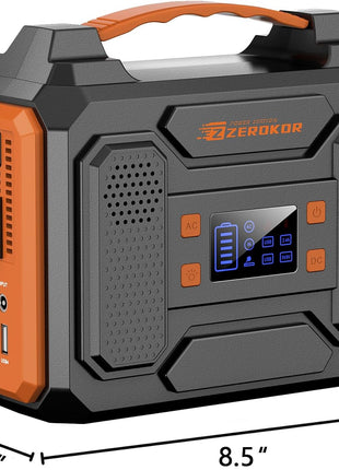 Portable Solar Generator, 300W Portable Power Station with Foldable 60W Solar Panel, 110V Pure Sine Wave 280Wh Lithium Battery Pack with USB DC AC Outlet for Home Use RV Van Outdoor Camping-Orange