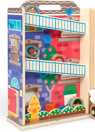 Melissa & Doug GO Tots Wooden Town House Tumble with 6 Disks - FSC Certified