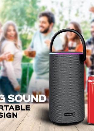 TREBLAB Portable Bluetooth Speaker with Handle - Loud 60W Stereo Sound with Deep Bass, 25H Playtime, Wireless Powerbank, RGB Lights, Dual Pairing, Waterproof - for Home Parties, Outdoor Pool, Golf