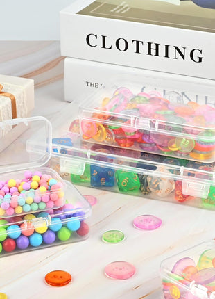 24 Pack Mixed Sizes Small Plastic Storage Containers, Mini Rectangular Small Items Organizer Boxes with Hinged Lids and Labels for Craft Jewelry Beads