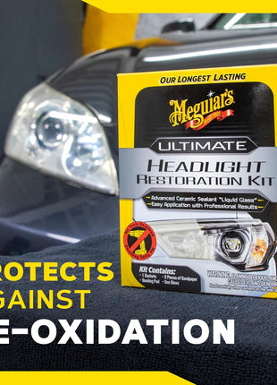 Meguiar's Ultimate Headlight Restoration Kit - The Perfect Headlight Repair Kit to Remove Yellowing and Cloudiness from Headlights - Easy to Use and Seals Headlights with 18 Plus Months of Protection