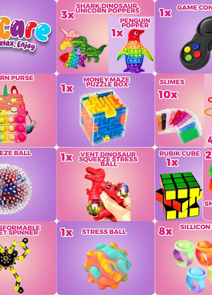 120 Pcs Fidget Toys Pack, Pop Sensory Party Favors Set Gifts for Kids Adults Boy Girl Stocking Stuffers Autistic Bulk Goodie Bag Filler Treasure Box Classroom Prizes School