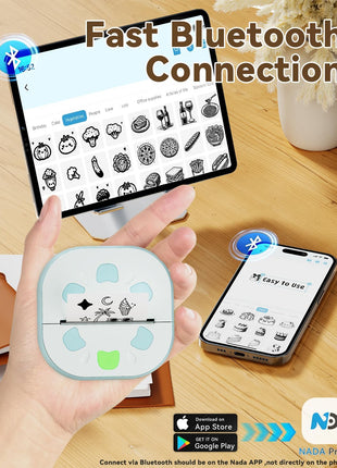 Sticker Printer, PrintPods Mini Printer, Bluetooth Portable Sticker Maker with 3 Rolls Paper, Print Pod Inkless Thermal Printer for iPhone, Impresora Portátil for Notes, Journal, DIY, Kids Gift