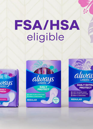 Always Panty Liners for Women Thin No Feel Protection Daily Liners, Regular, Unscented, 162 Count