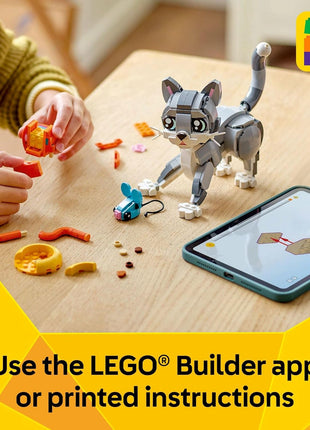 LEGO Creator 3 in 1 Playful Cat Toy - Building Toy with 3 Building Options, Cat, Dog, or Pigeon - Birthday Gift for Kids - Animal Figures for Kids, Girls and Boys, Ages 8+ - 31163