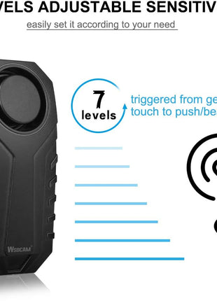 Wsdcam 113dB Bike Alarm Wireless Vibration Motion Sensor Waterproof Motorcycle Alarm with Remote