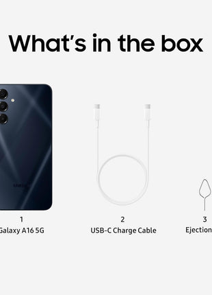 Samsung Galaxy A16 5G A Series, Unlocked Android Smartphone, Large AMOLED Display, Durable Design, Super Fast Charging, Expandable Storage, 5G Connectivity, US Version, 2025, Blue Black
