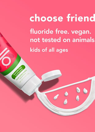 hello Kids Fluoride Free Toothpaste, Fresh Watermelon, 4.2 oz | For Kids of All Ages, Removes Plaque, Polishes and Brightens, Tastes Awesome, Vegan, Gluten Free, SLS Free