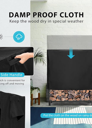 VIVOHOME 4ft Heavy Duty Indoor Outdoor Firewood Storage Log Rack and Cover Combo Set with Zipper