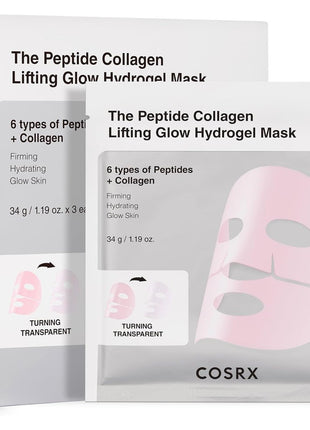 COSRX The Peptide Collagen Hydrogel Pack, Mask Pack, Pack of 3, Resilient, Glossy, Shiny, Moisture, Moisture, Lifting, Collagen Mask, Gel Mask, Tested for Human Body, Cosar X, Essence, Skin Care, Korean Cosmetics