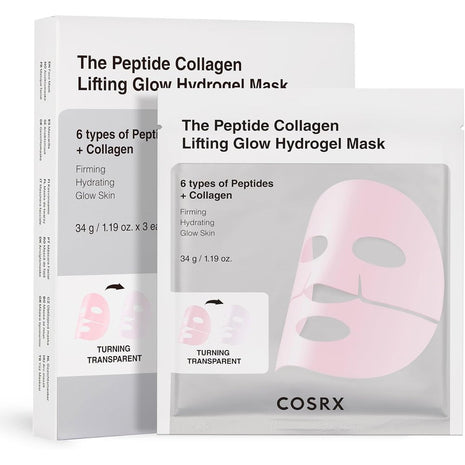 COSRX The Peptide Collagen Hydrogel Pack, Mask Pack, Pack of 3, Resilient, Glossy, Shiny, Moisture, Moisture, Lifting, Collagen Mask, Gel Mask, Tested for Human Body, Cosar X, Essence, Skin Care, Korean Cosmetics