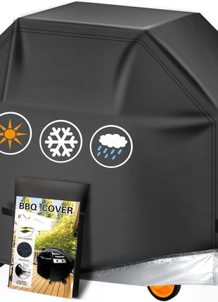 Grill Cover, 58 inch BBQ Gas Grill Cover for Outdoor Grill, Charbroil Grill Cover Barbecue Waterproof, Anti-UV for Weber Char-Broil Monument, Dyna-glo Nexgrill Spun Polyester