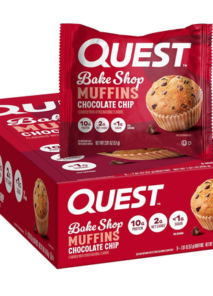 Quest Nutrition Chocolate Chip Muffin, 10g Protein, 2g Net Carb, 8 Count | Less Than 1g Sugar, 10g Fiber, Protein Snack, High Quality Protein, 8ct Box of Individually Wrapped 2.01oz Muffins