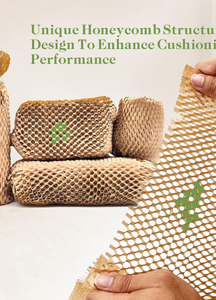 Honeycomb Packing Paper, 15 inch x 131' Packing Paper Substitute Alternative for Bubble Cushioning Wrap for Moving Shipping Packaging, Recyclable Moving Supplies Bubble Packing Wrap Protective Roll