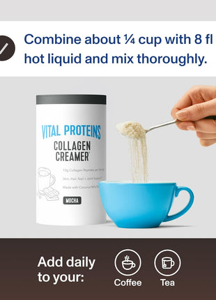 Vital Proteins Collagen Peptides Powder, Mocha Coffee Creamer, 11oz | Collagen Coffee Creamer, Supports Hair Skin & Nails, Mocha Flavor, Daily Coffee Add-In, 12 Servings