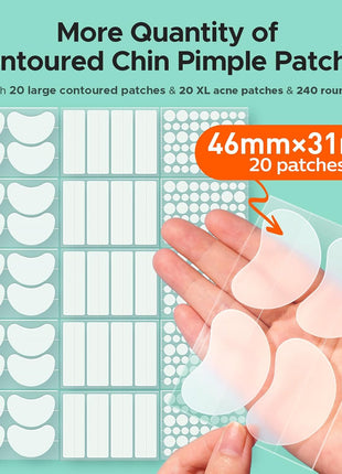 TKTK Pimple Patches Pimple Patches for Face Hydrocolloid Acne Patches Zit Patches for Chin and Nose Skin Care 5 Sizes 280 Count