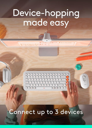 Logitech POP Mouse, Compact and Portable Wireless Bluetooth Mouse with Programmable Buttons and Quiet Clicks, Easy-Switch Between up to 3 Devices, Laptop, Tablet, PC - Off-White