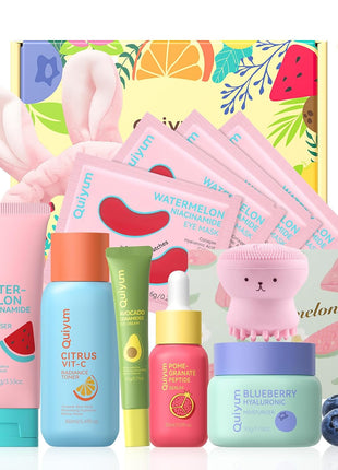 QUIYUM Daily Skincare Set for Young Women, 6-Piece Facial Care Routine