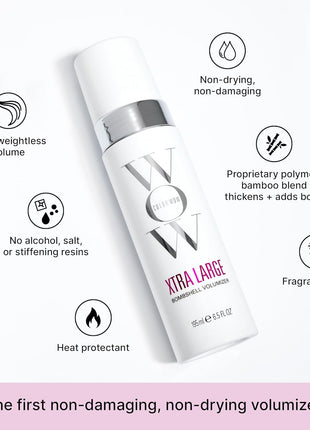 COLOR WOW Xtra Large Volumizer – Alcohol-Free Foam for Weightless Volume | Alcohol-free hair volumizer. Formulated to deliver long-lasting volume and noticeable thickness for thin, flat, or limp hair.