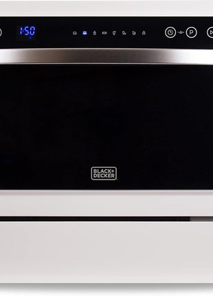 BLACK+DECKER Countertop Dishwasher, Energy Star Certified, BCD6W, White | Counter Dish Washer with 7 Wash Programs, 6-Place Setting Capacity, 24-Hour Delayed Start