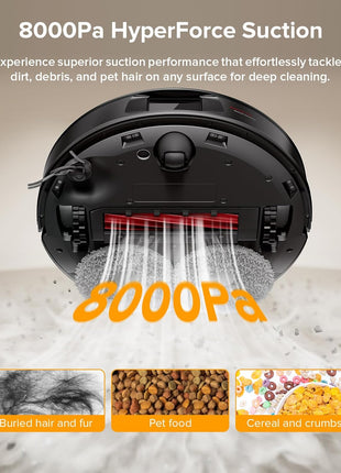 roborock Qrevo Series Robot Vacuum and Mop, Upgraded from Qrevo S | 8000Pa Suction, Anti-Tangle Brushes, Smart Obstacle Avoidance, Auto Mop Washing, All-in-One Dock, Spinning Mop, Black(QV 35A)