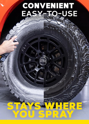 Meguiar's Hot Shine Tire Foam, High Gloss Tire Shine That Cleans, Shines, and Protects in One Step, Deep, Black Shine with Conditioners and UV Protection, Best Gifts for Car Lovers, 19 Oz Aerosol