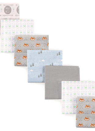 Luvable Friends Unisex Baby Cotton Flannel Receiving Blankets, Basic Elephant 7-Pack, One Size