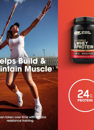 Optimum Nutrition Gold Standard Whey Protein, Double Rich Chocolate, 2 LB | 24g of 100% Whey Protein Powder Per Serving, with BCAAs, Gluten Free, Banned Substance Tested, Easy Mixing, Muscle Support