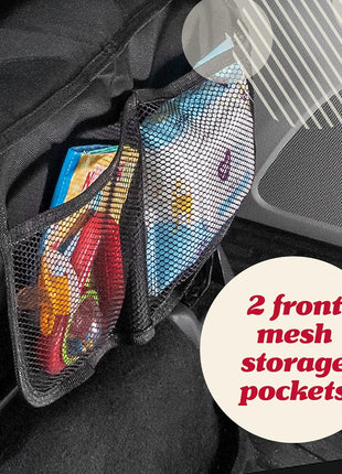 Lusso Gear Car Seat Protector for Baby Car Seat - Thick Padding - Seat Protector Under Baby Car Seat with 2 Mesh Storage Pockets - Black Waterproof Baby Car Seat Protector - Non-Slip Padded Backing