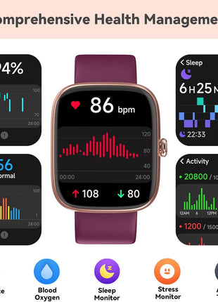 DAVIKO Fitness Tracker Senior Friendly No App/Phone Required, 1.83'' HD Touchscreen, Waterproof Fitness Watch with Heart Rate Sleep Monitor Activity Tracker, Pedometer watch, Smart Watch for Women Men