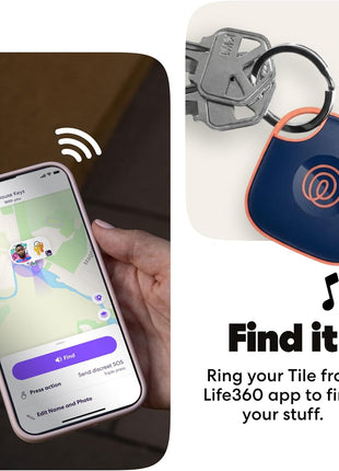 Life360 Tile - Bluetooth Tracker, Keys Finder and Item Locator for Keys, Bags and More. Phone Finder. Both iOS and Android Compatible. 1-Pack (Navy Blaze)