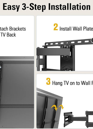 Mounting Dream TV Wall Mount for 32-70 Inch Television,Mount with Swivel and Tilt, Full Motion Bracket with Articulating Dual Arms, Fits 16inch Studs, Max VESA 400X400 mm, 99lbs, MD2380