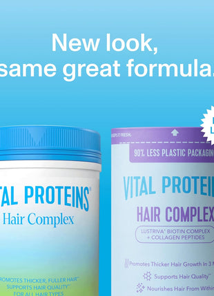 Vital Proteins Collagen Peptides + Biotin, Unflavored, 11.4oz | 10,000mcg Biotin, Supports Thicker Fuller Hair, Clinically Studied Lustriva®, 20g Collagen Per Serving, 16 Servings