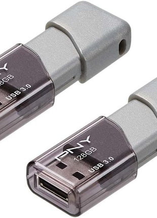 PNY 128GB Turbo Attaché 3 USB 3.0 Flash Drive, Silver (Pack of 2)