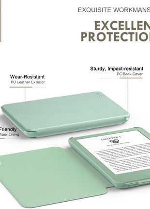 MoKo Case Fits 6 inch All-New Kindle (11th Generation-2024/2022 Release), Lightweight Shell Cover with Auto Wake/Sleep for Kindle 2024/2022 11th Gen e-Reader, Matcha