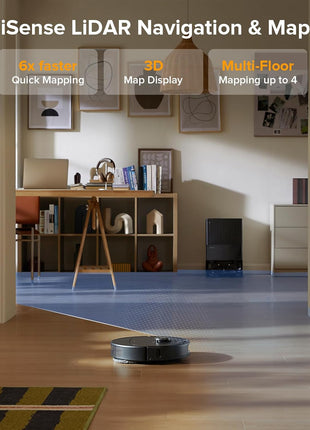 roborock Qrevo Series Robot Vacuum and Mop, Upgraded from Qrevo S | 8000Pa Suction, Anti-Tangle Brushes, Smart Obstacle Avoidance, Auto Mop Washing, All-in-One Dock, Spinning Mop, Black(QV 35A)