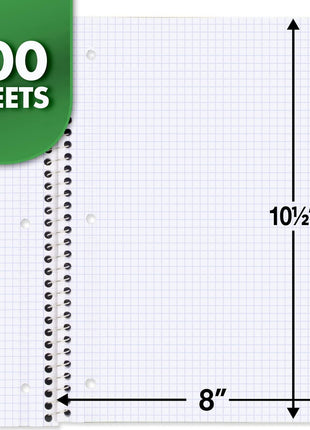 Mead Spiral Notebook, 1 Subject, Graph Ruled Paper, 7-1/2 inch x 10-1/2 inch, 100 Sheets, Green (05676AC5)