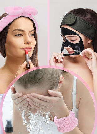 Spa Gift Set: Bubble Headband, Face Wash Headband, Skin Care Wristbands for Ladies and Women