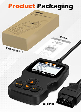 ANCEL AD310 Classic Enhanced Universal OBD II Scanner Car Engine Fault Code Reader CAN Diagnostic Scan Tool, Read and Clear Error Codes for 1996 or Newer OBD2 Protocol Vehicle (Black)