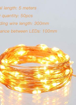 Ariceleo Led Fairy Lights Battery Operated, 1 Pack Mini Battery Powered Copper Wire Starry Fairy Lights for Bedroom, Christmas, Parties, Wedding, Centerpiece, Decoration (5m/16ft Warm White)